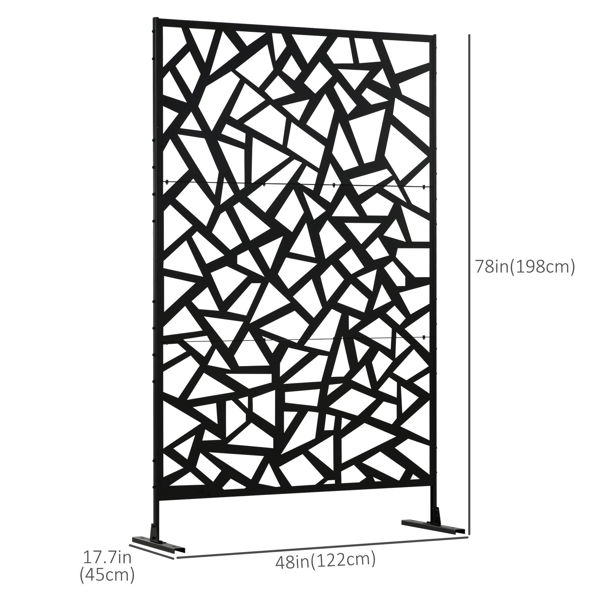 Outsunny Metal Outdoor Privacy Screen, Decorative Outdoor Divider with Stand and Expansion Screws, Freestanding Privacy Panel for Garden Backyard Deck, Irregular Fence Style