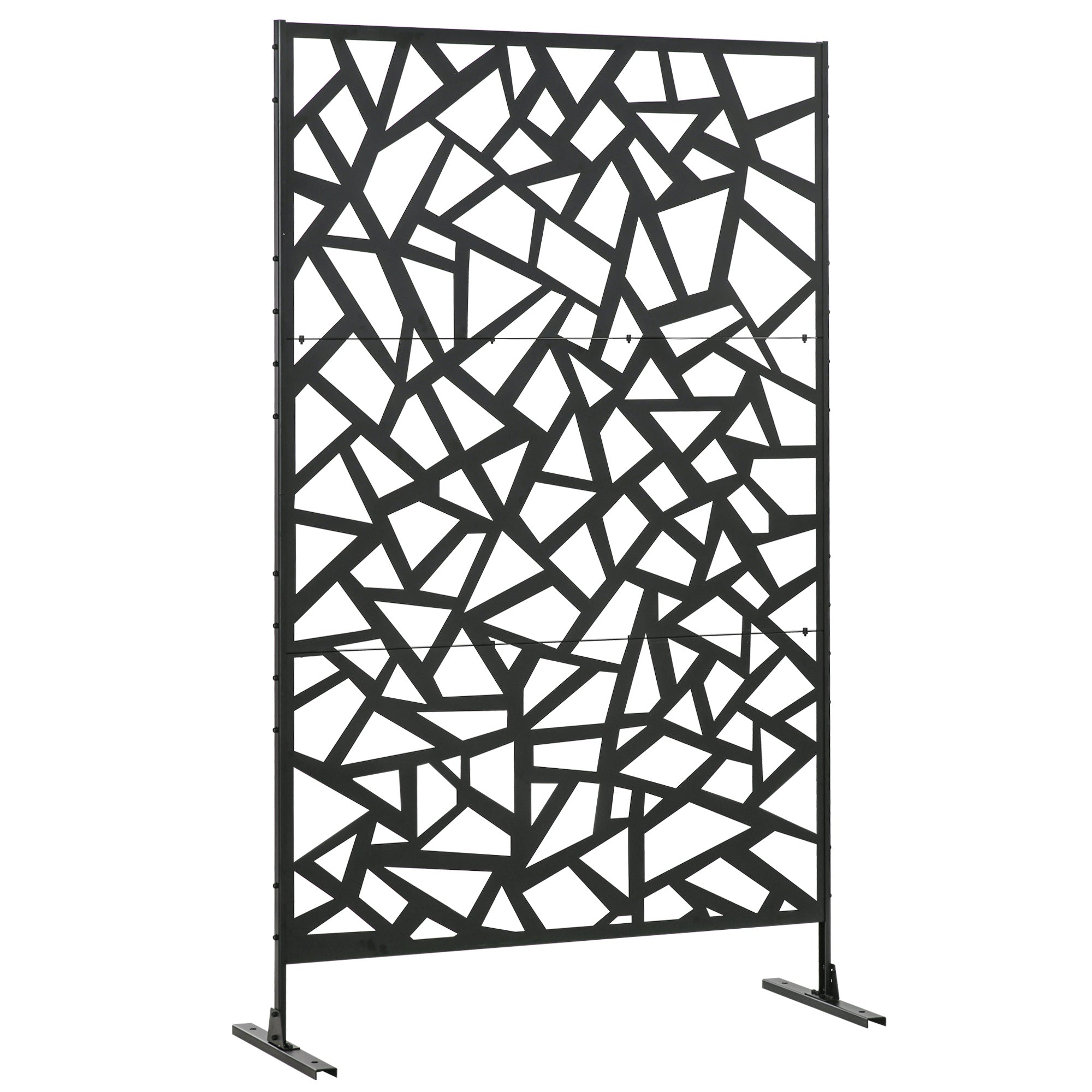 Outsunny Metal Outdoor Privacy Screen, Decorative Outdoor Divider with Stand and Expansion Screws, Freestanding Privacy Panel for Garden Backyard Deck, Irregular Fence Style