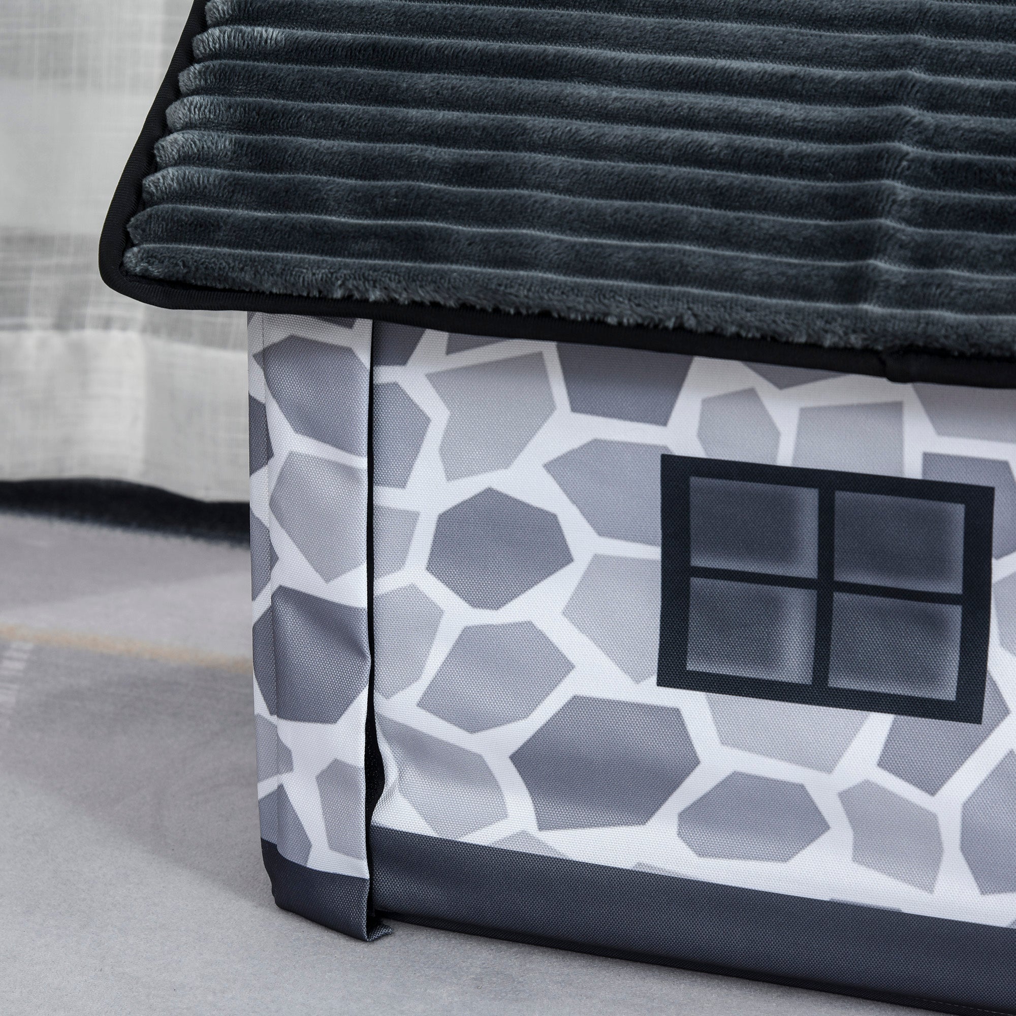 PawHut Heated Cat House Condo, Foldable Enclosed Pet House with Heating Pad for Cats or Small Dogs, Use for Indoor or Covered Outdoor Areas, Stone Cottage Design