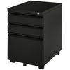 Vinsetto Metal Filing Cabinet with 3 Drawers, Vertical File Cabinet with Lock, Mobile Office Cabinet with Wheels for Legal, Letter, A4 Files, Black