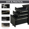Vinsetto Metal Filing Cabinet with 3 Drawers, Vertical File Cabinet with Lock, Mobile Office Cabinet with Wheels for Legal, Letter, A4 Files, Black