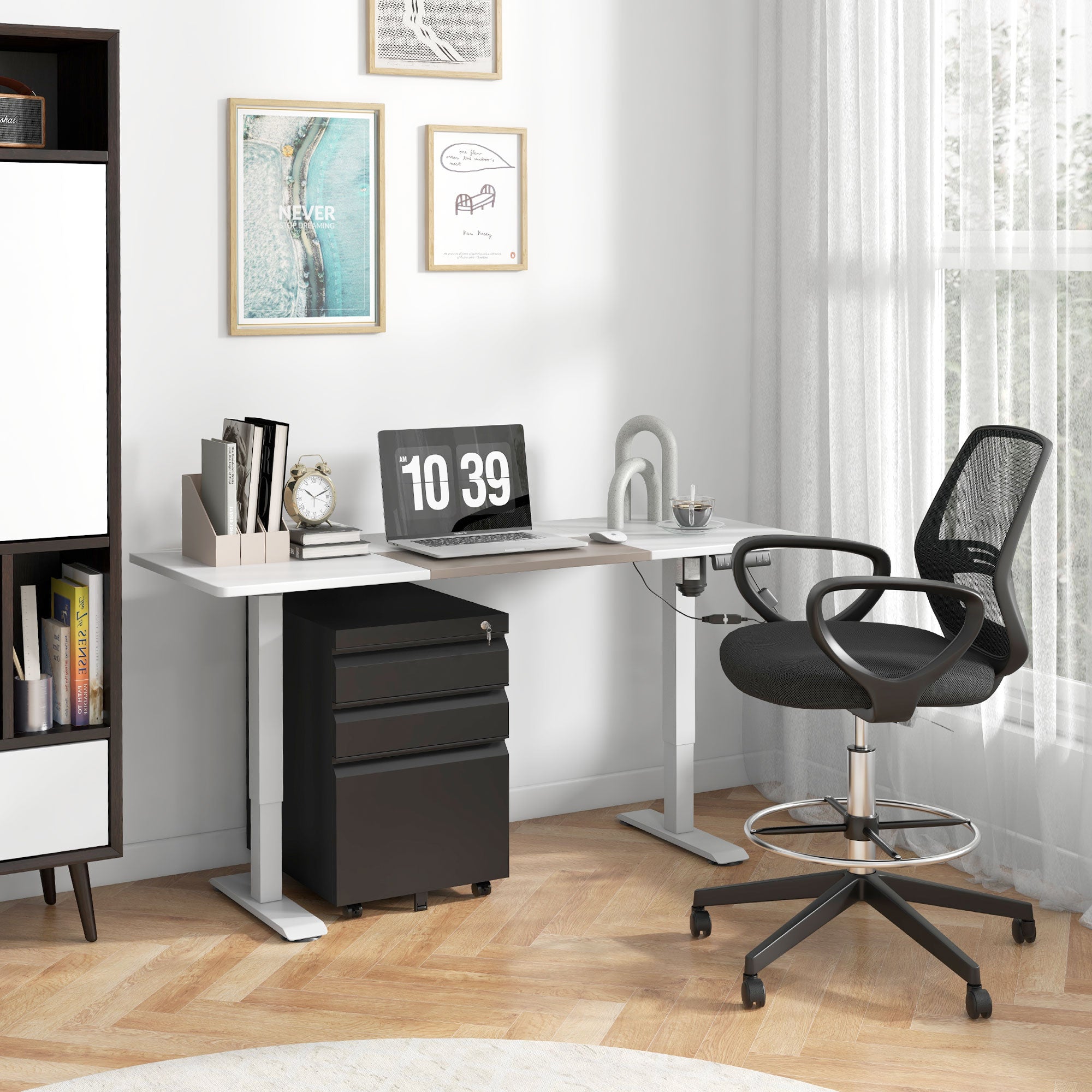 Vinsetto Mobile Vertical File Cabinet Lockable Metal Filling Cabinet with 3 Drawers Anti-tilt Design for Letter A4 Legal Size Fully Assembled Except Casters Black