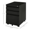 Vinsetto Metal Filing Cabinet with 3 Drawers, Vertical File Cabinet with Lock, Mobile Office Cabinet with Wheels for Legal, Letter, A4 Files, Black