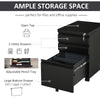 Vinsetto Metal Filing Cabinet with 3 Drawers, Vertical File Cabinet with Lock, Mobile Office Cabinet with Wheels for Legal, Letter, A4 Files, Black