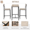 HOMCOM Industrial Bar Table Set Counter Height 3 Piece and 2 High Back Stools Set Dining Table Set for Small Space in the Dining Room