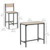 HOMCOM Industrial Bar Table Set Counter Height 3 Piece and 2 High Back Stools Set Dining Table Set for Small Space in the Dining Room