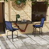 Outsunny Outdoor Bar Stools Set of 2 with Armrests, 360° Swivel Bar Height Patio Chairs with Mesh Fabric, Steel Frame Dining Chairs, for Balcony, Poolside, Backyard, Navy Blue