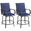 Outsunny Outdoor Bar Stools Set of 2 with Armrests, 360° Swivel Bar Height Patio Chairs with Mesh Fabric, Steel Frame Dining Chairs, for Balcony, Poolside, Backyard, Navy Blue