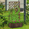 Outsunny 2.4 x 1 x 4.9 ft Raised Garden Bed, Wooden Planter with Topped Trellis for Climbing Plants, Flower Raised Bed, Carbonized