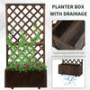 Outsunny 2.4 x 1 x 4.9 ft Raised Garden Bed, Wooden Planter with Topped Trellis for Climbing Plants, Flower Raised Bed, Carbonized