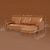 HOMCOM 3-Seater Sectional Sofa with Footstool and 2 Bolster Pillows, L-Shaped Couch with Wooden Legs, Faux Leather Corner Sofa for Living Room, Office, Apartment, Brown