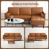 HOMCOM 3-Seater Sectional Sofa with Footstool and 2 Bolster Pillows, L-Shaped Couch with Wooden Legs, Faux Leather Corner Sofa for Living Room, Office, Apartment, Brown