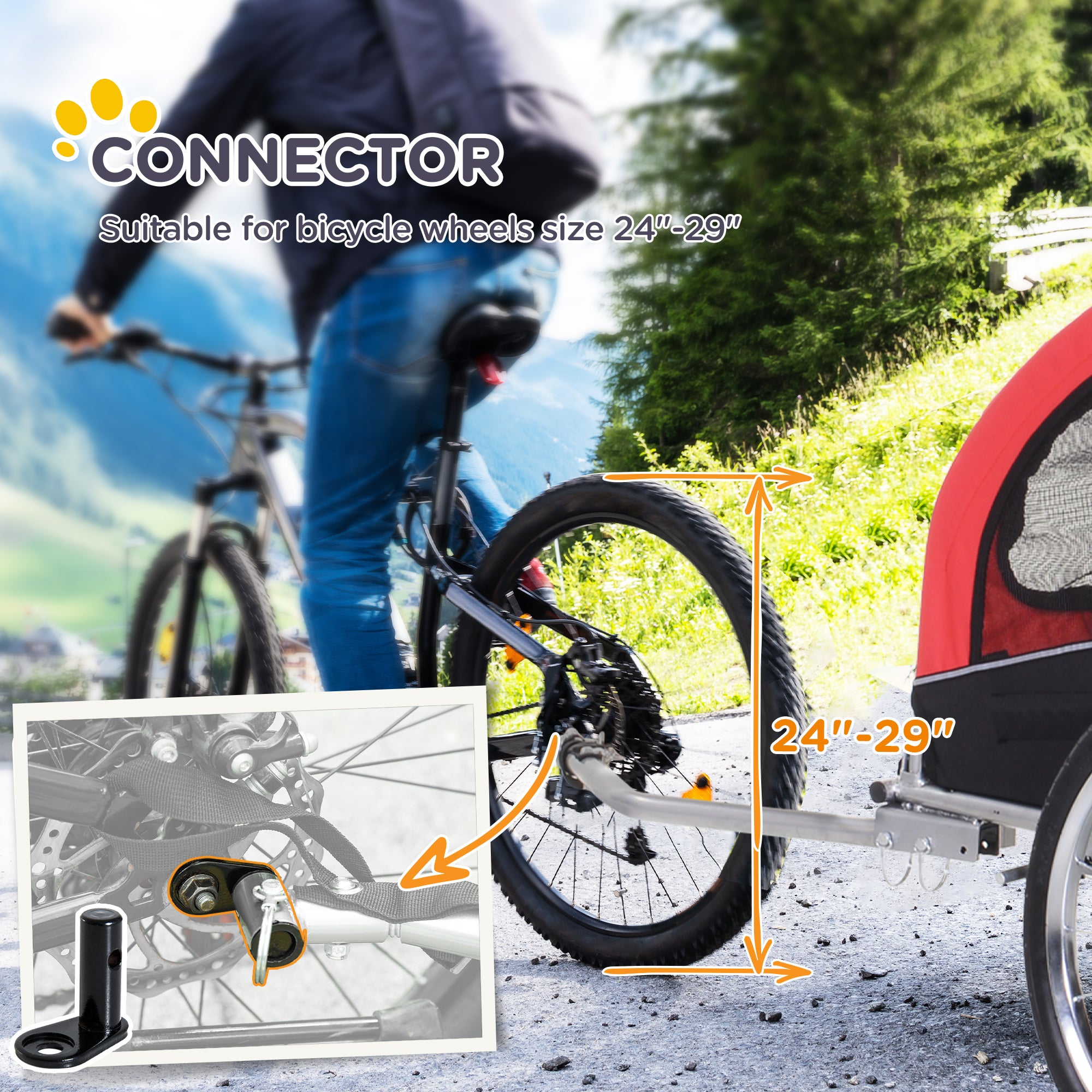 Aosom Dog Bike Trailer 2-In-1 Pet Stroller Cart Bicycle Wagon Cargo Carrier Attachment for Travel with Suspension, Hitch, Storage Pockets, Red