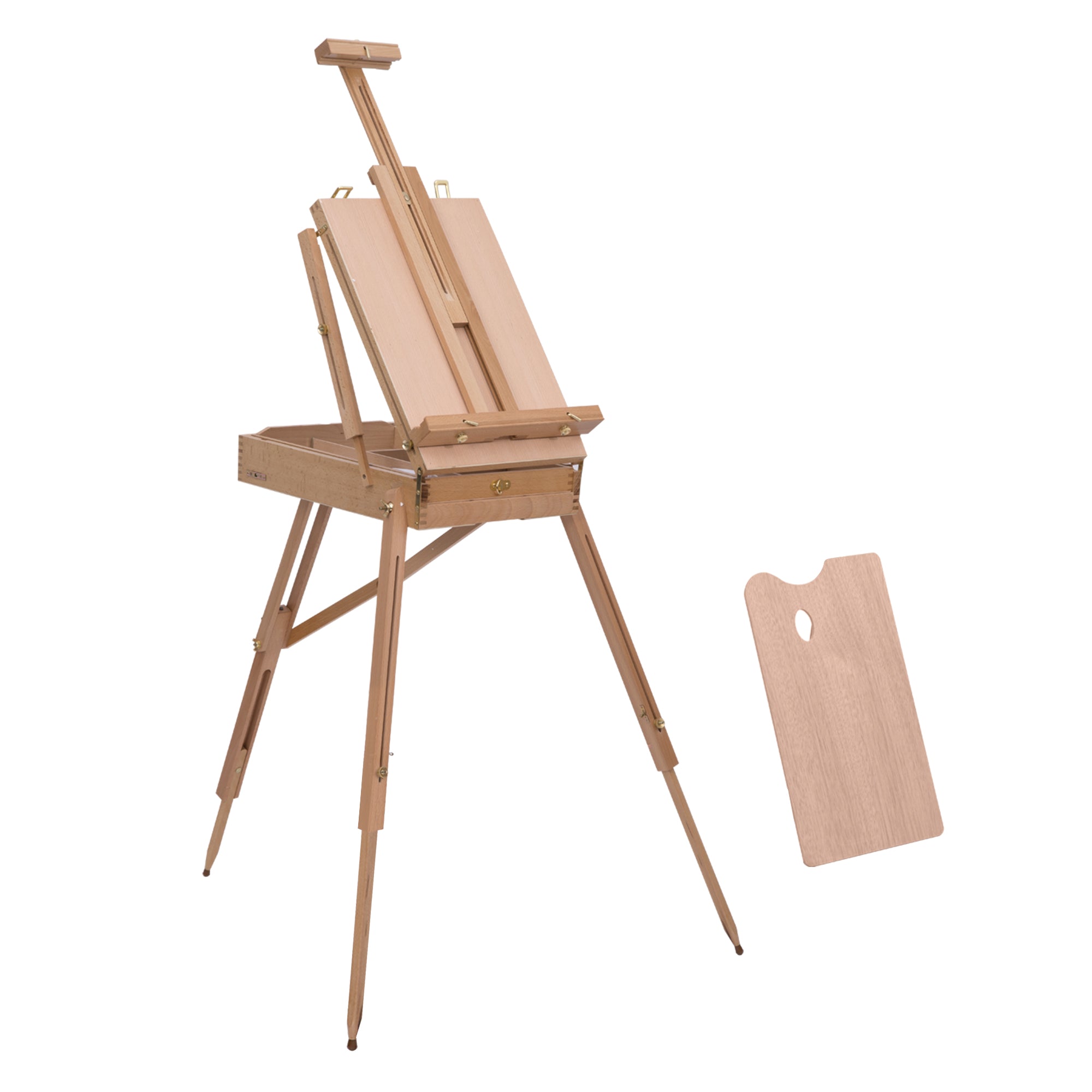 HOMCOM 72.4" Foldable Art Easel,  Portable Sketch Box, French Style Wood Easel Stand with Drawer, Palette, Shoulder Strap, Hold Canvas up to 34" for Artist Painters