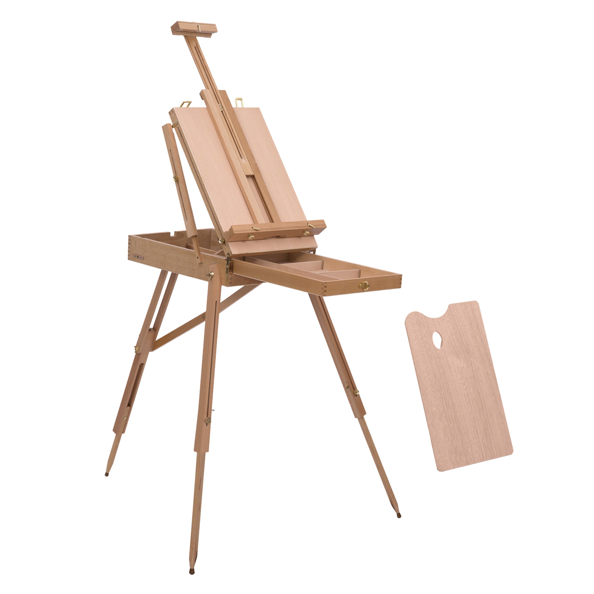 HOMCOM 72.4" Foldable Art Easel,  Portable Sketch Box, French Style Wood Easel Stand with Drawer, Palette, Shoulder Strap, Hold Canvas up to 34" for Artist Painters