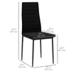 HOMCOM Modern Dining Chairs Set of 4, Upholstered Velvet Fabric Kitchen Chairs with Channel Tufting and Metal Legs for Living Room, Dining Room, Bedroom, Black