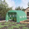 Outsunny 10' x 10' x 6.5' Walk-in Tunnel Hoop Greenhouse, Polyethylene PE Cover, Steel Frame, Roll-Up Zipper Door & Windows for Flowers, Vegetables, Tropical Plants, Green