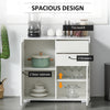HOMCOM High Gloss Buffet Sideboard with 2 Drawers, 2 Doors and Adjustable Shelf, Kitchen Storage Cabinet with Push Open Design, White