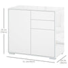 HOMCOM High Gloss Buffet Sideboard with 2 Drawers, 2 Doors and Adjustable Shelf, Kitchen Storage Cabinet with Push Open Design, White