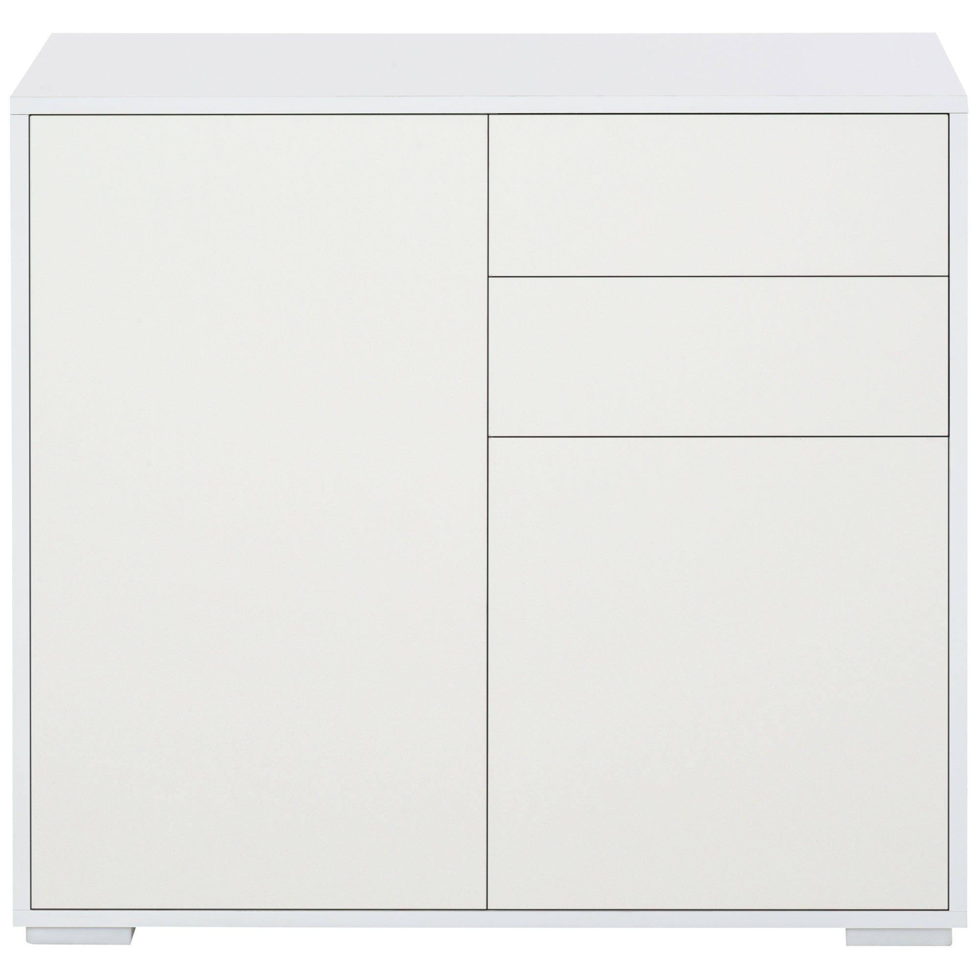 HOMCOM High Gloss Buffet Sideboard with 2 Drawers, 2 Doors and Adjustable Shelf, Kitchen Storage Cabinet with Push Open Design, White