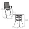 Outsunny 3 Piece Outdoor Patio Bar Set, 2 Swivel Stool and 1 Bar Table, All-Weather, Metal Frame for Balcony, Backyard, Deck, Grey