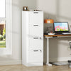 HOMCOM 4 Drawer File Cabinet with Lock, Vertical Filing Cabinet with Adjustable Hanging Bars for A4 and Letter Size File Folders, Printer Stand with Storage, White