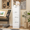 HOMCOM 4 Drawer File Cabinet with Lock, Vertical Filing Cabinet with Adjustable Hanging Bars for A4 and Letter Size File Folders, Printer Stand with Storage, White