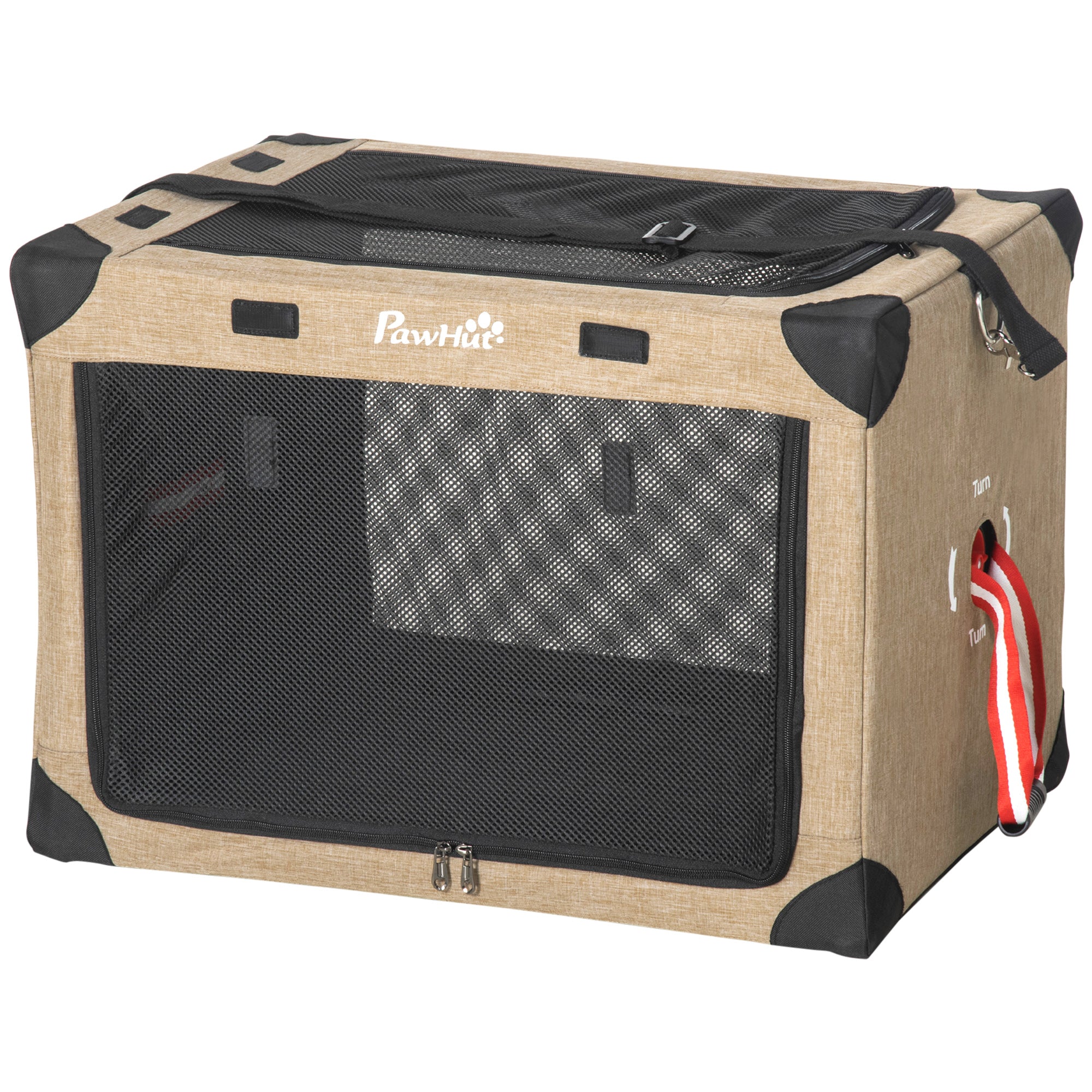 PawHut Foldable Pet Carrier for Small and Miniature Dogs, Portable Cat Carrier Soft Side Pet Travel Crate with Removable Mat, Breathable Mesh - 65 x 45 x 45 cm