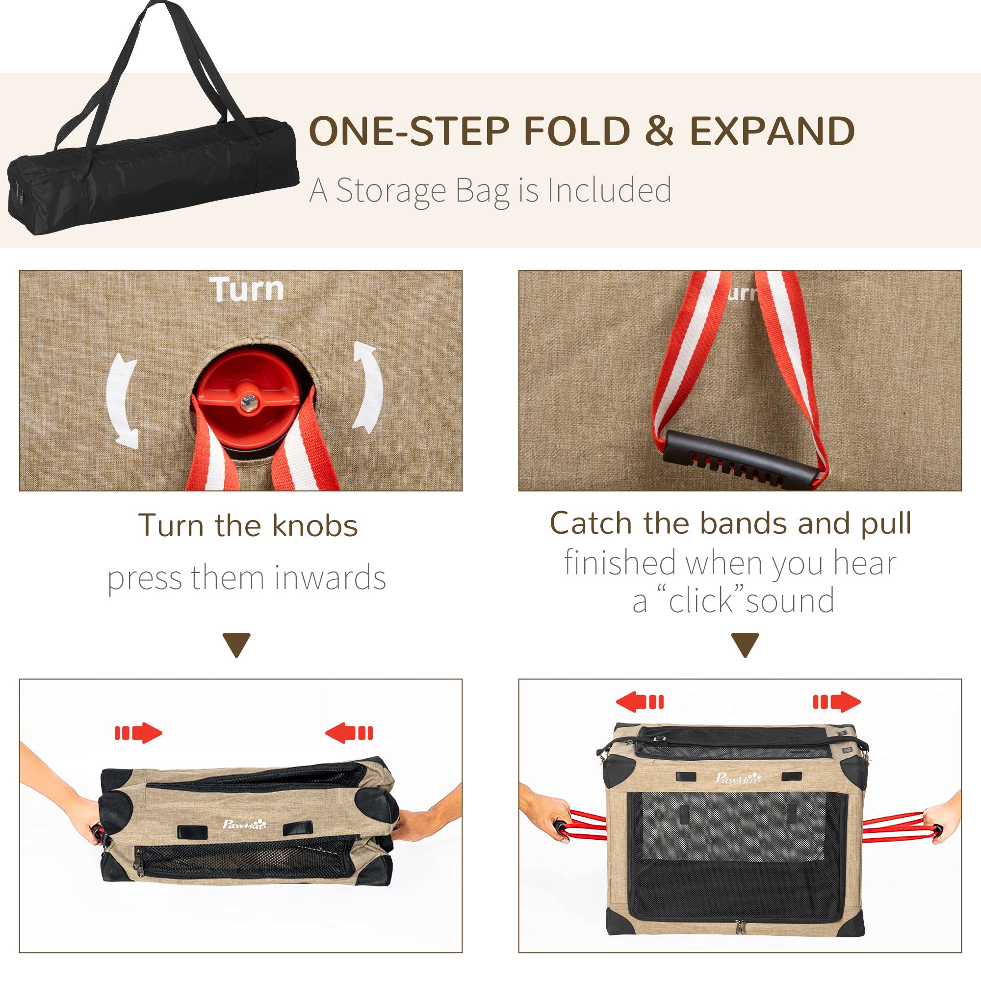 PawHut Foldable Pet Carrier for Small and Miniature Dogs, Portable Cat Carrier Soft Side Pet Travel Crate with Removable Mat, Breathable Mesh - 65 x 45 x 45 cm