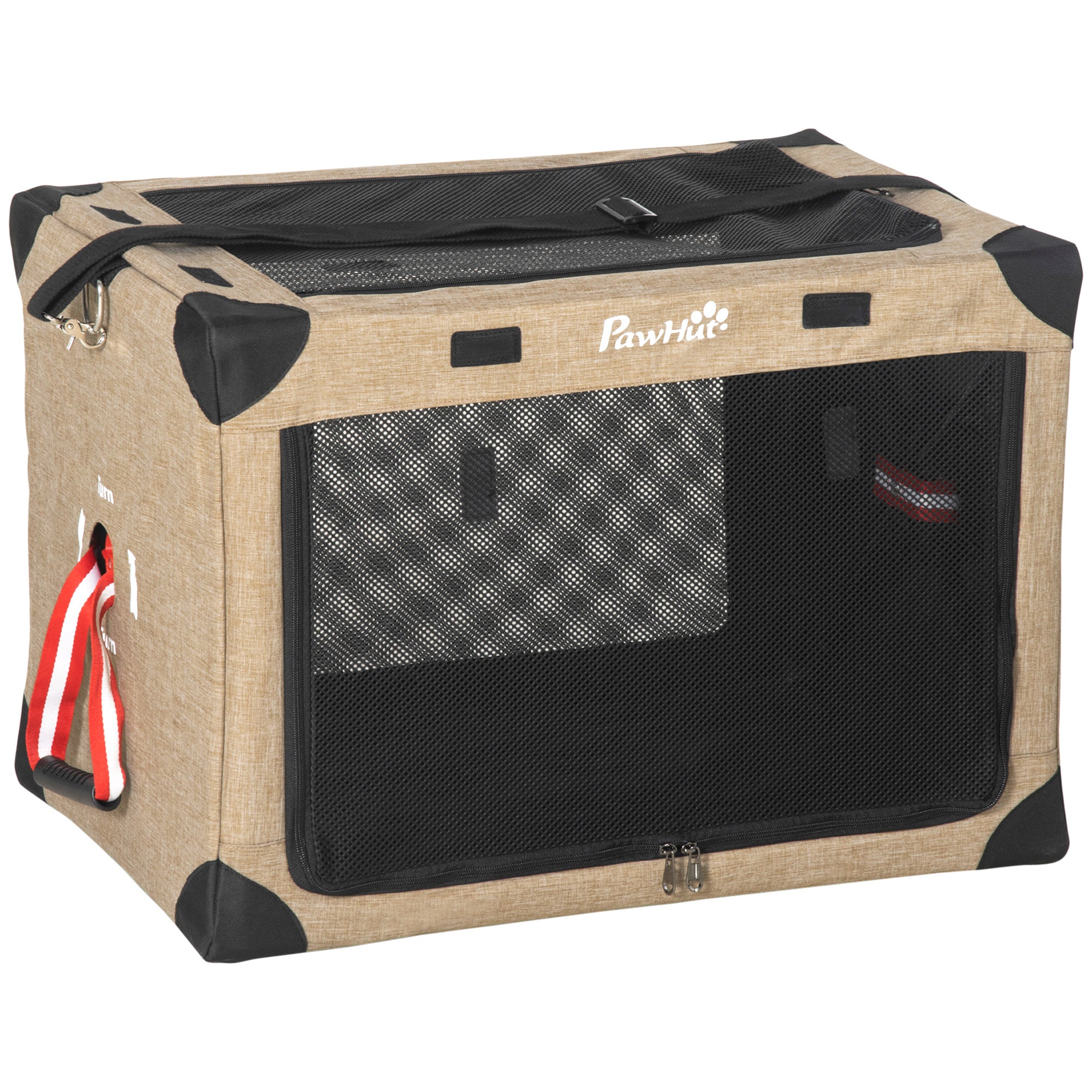 PawHut Foldable Pet Carrier for Small and Miniature Dogs, Portable Cat Carrier Soft Side Pet Travel Crate with Removable Mat, Breathable Mesh - 65 x 45 x 45 cm