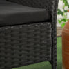 Outsunny 2-Seat Patio Furniture with Tea Table, Outdoor PE Rattan Wicker Loveseat with Padded Cushions and Tempered Glass Top for Garden, Porch, Poolside, Black