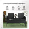 Outsunny 2-Seat Patio Furniture with Tea Table, Outdoor PE Rattan Wicker Loveseat with Padded Cushions and Tempered Glass Top for Garden, Porch, Poolside, Black