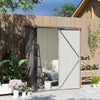 Outsunny 5' x 3' Outdoor Storage Shed, Steel Garden Shed with Single Lockable Door and Gloves, Tool Storage House for Backyard, Patio, Lawn, Light Grey