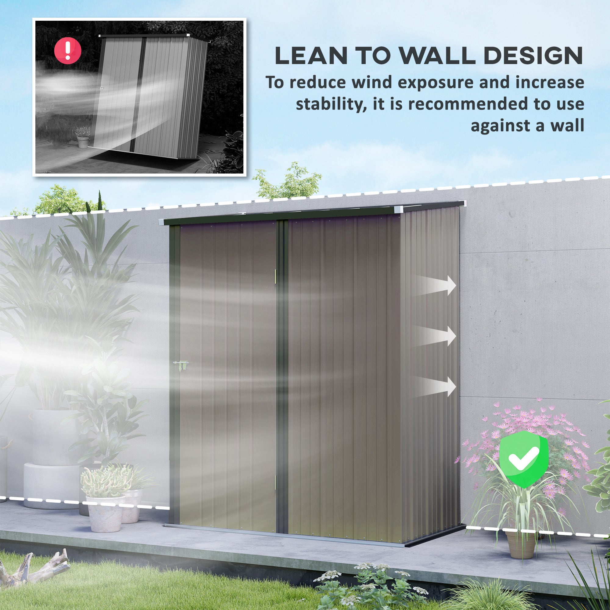 Outsunny 5' x 3' Outdoor Storage Shed, Steel Garden Shed with Single Lockable Door and Gloves, Tool Storage House for Backyard, Patio, Lawn, Light Grey