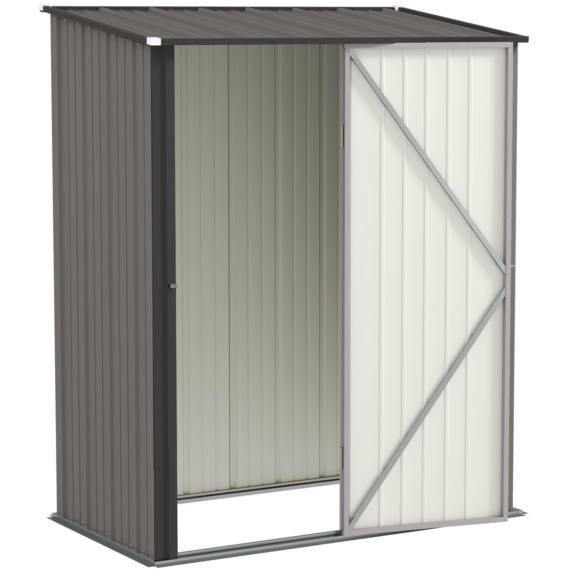 Outsunny 5' x 3' Outdoor Storage Shed, Steel Garden Shed with Single Lockable Door and Gloves, Tool Storage House for Backyard, Patio, Lawn, Light Grey
