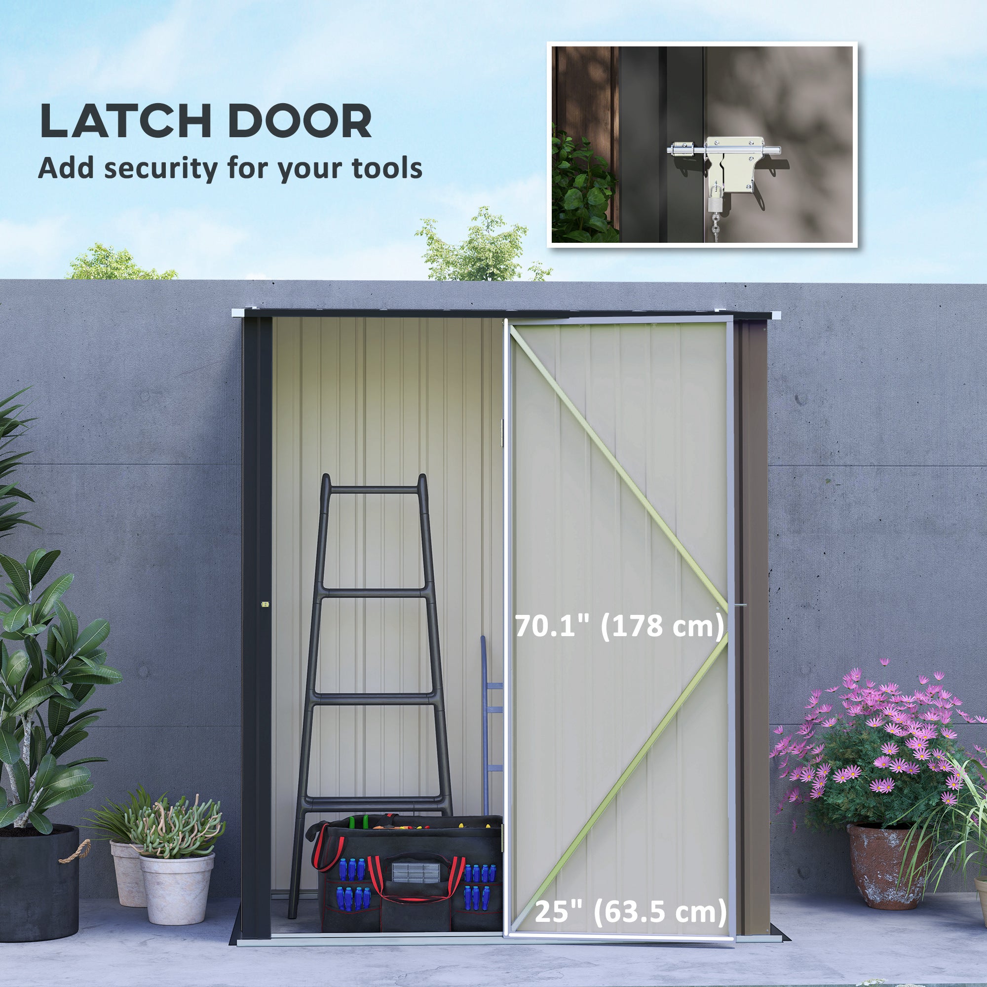 Outsunny 5' x 3' Outdoor Storage Shed, Steel Garden Shed with Single Lockable Door and Gloves, Tool Storage House for Backyard, Patio, Lawn, Light Grey