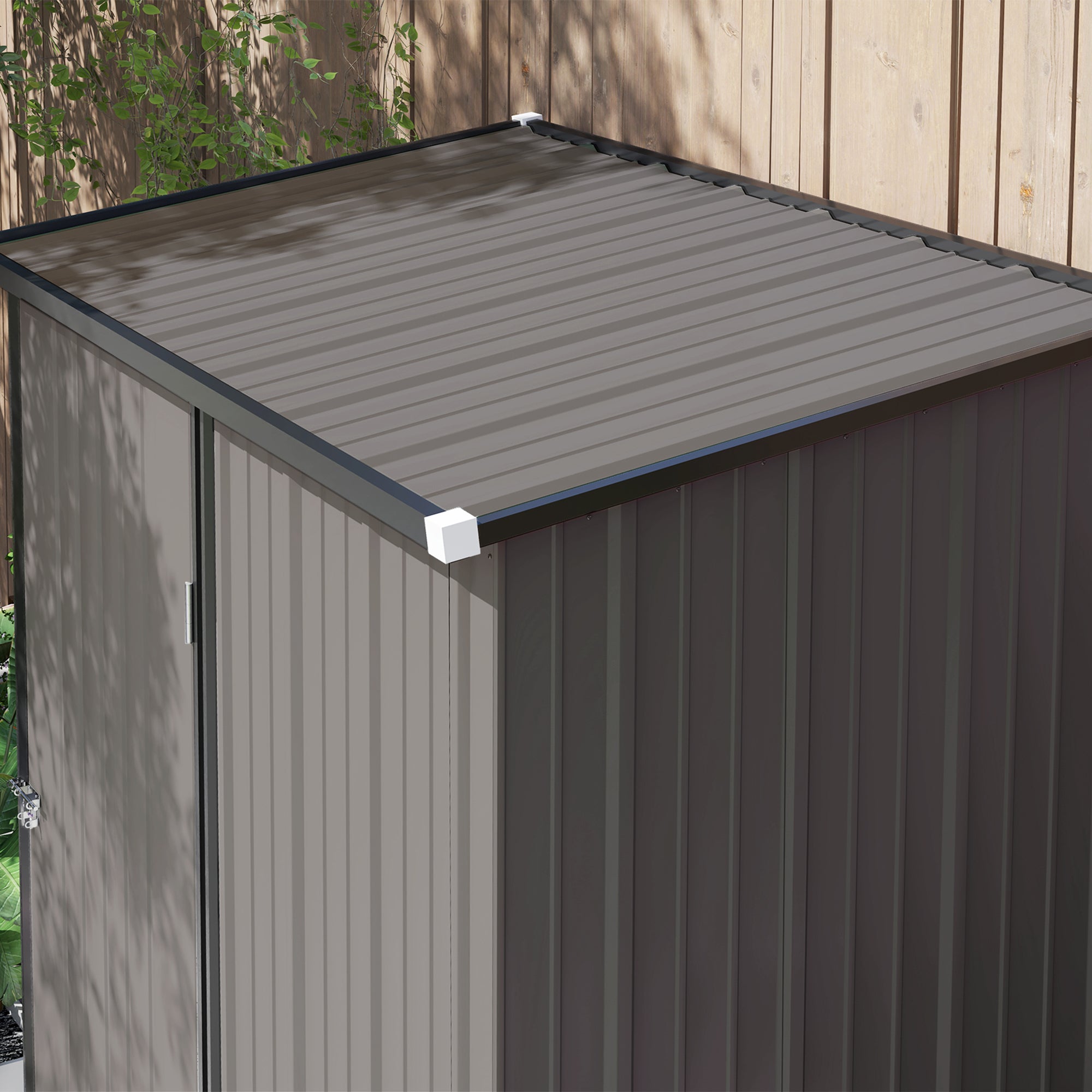 Outsunny 5' x 3' Outdoor Storage Shed, Steel Garden Shed with Single Lockable Door and Gloves, Tool Storage House for Backyard, Patio, Lawn, Light Grey