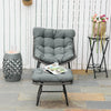 Outsunny Rattan Chair with Stool, Outdoor Balcony Chair with Cushion, Adjustable Foot Pads for Patio, Garden, Backyard, Grey