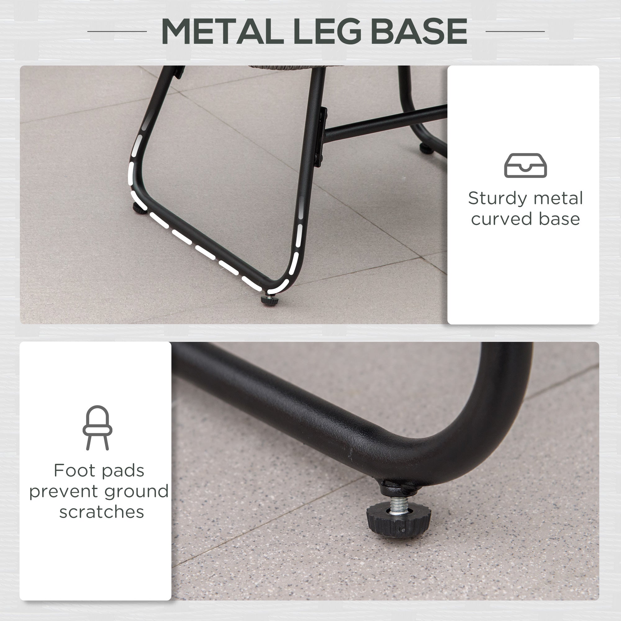 Outsunny Rattan Chair with Stool, Outdoor Balcony Chair with Cushion, Adjustable Foot Pads for Patio, Garden, Backyard, Grey