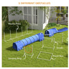 PawHut 7PCs Portable Dog Agility Training Equipment, Pet Agility Training Set with Adjustable Height Jump Ring, Jumper, Weave Poles, Square Pause Box, Carrying Bag, Whistle