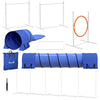 PawHut 7PCs Portable Dog Agility Training Equipment, Pet Agility Training Set with Adjustable Height Jump Ring, Jumper, Weave Poles, Square Pause Box, Carrying Bag, Whistle