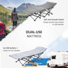 Outsunny Folding Camping Cot for Adults with Mattress & Pillow, Double Layer Oxford Heavy Duty Sleeping Cot with Carry Bag, Portable Travel Camp Cots for Indoor Outdoor, Light Grey