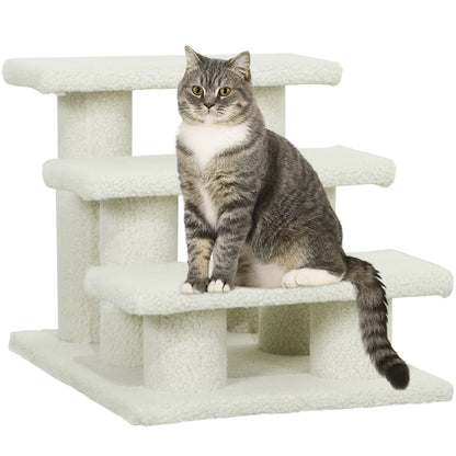 PawHut 3-Step Multi-Level Carpeted Cat Scratching Post Pet Stairs, Beige