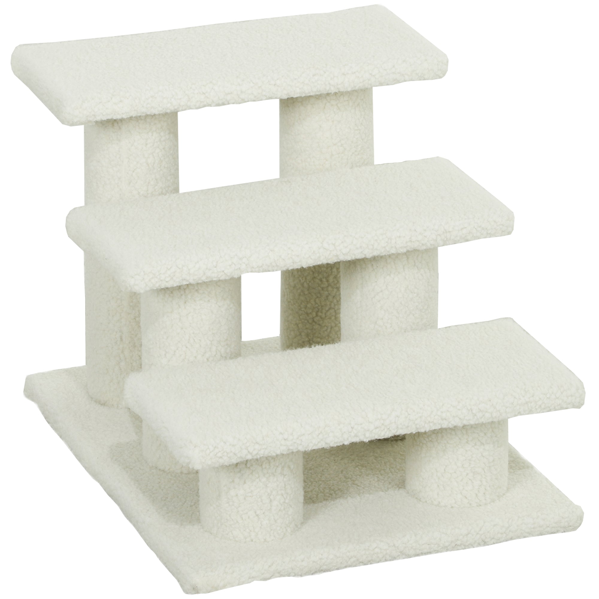 PawHut 3-Step Multi-Level Carpeted Cat Scratching Post Pet Stairs, Beige
