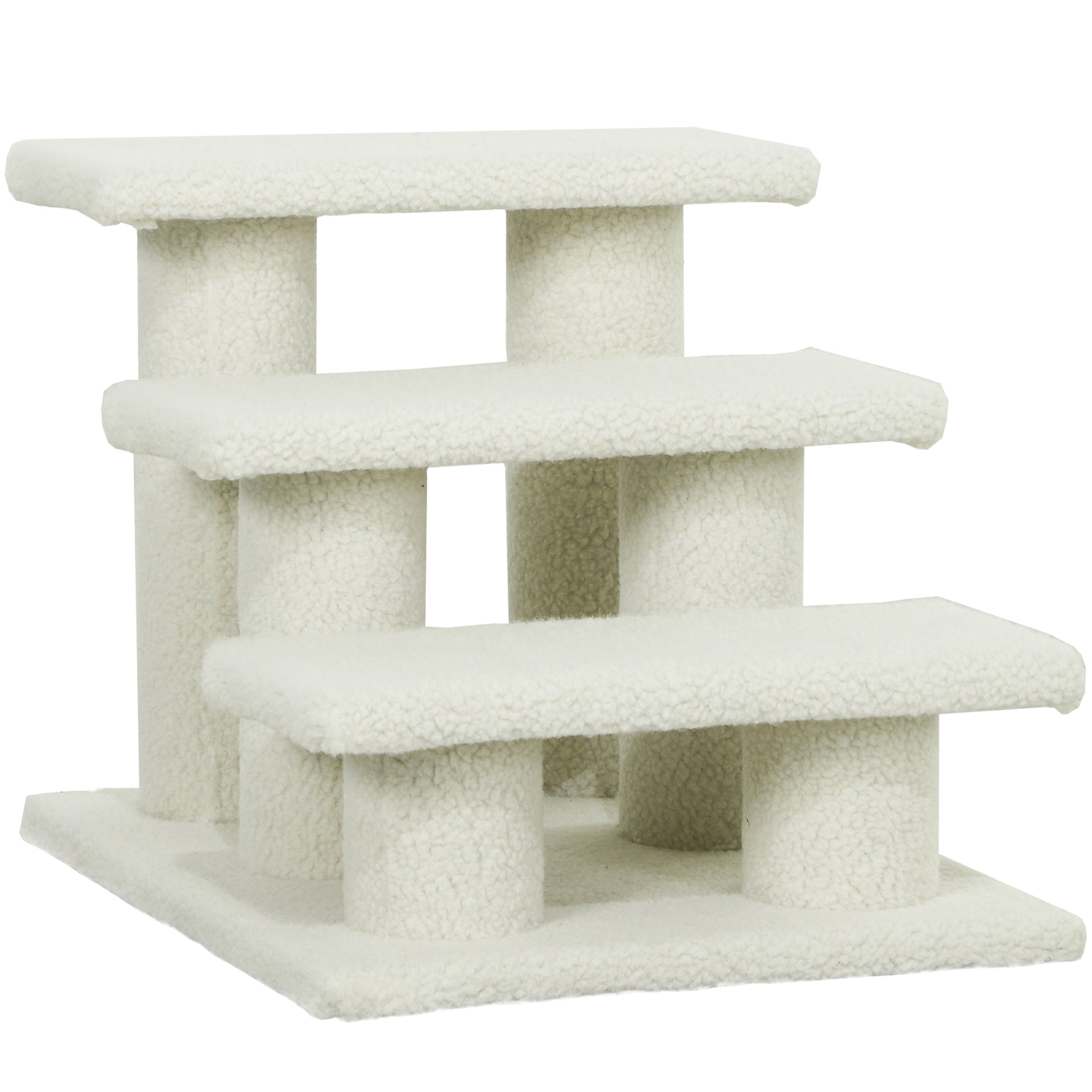 PawHut 3-Step Multi-Level Carpeted Cat Scratching Post Pet Stairs, Beige