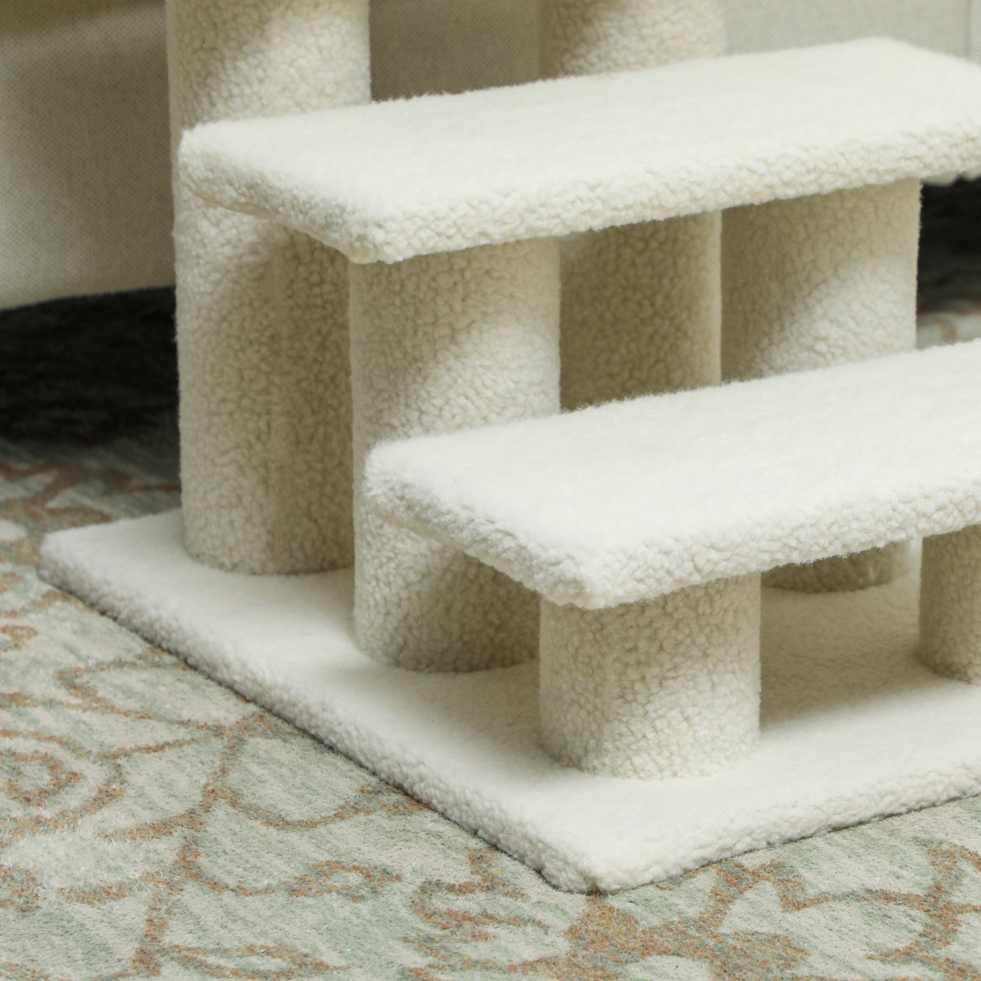 PawHut 3-Step Multi-Level Carpeted Cat Scratching Post Pet Stairs, Beige