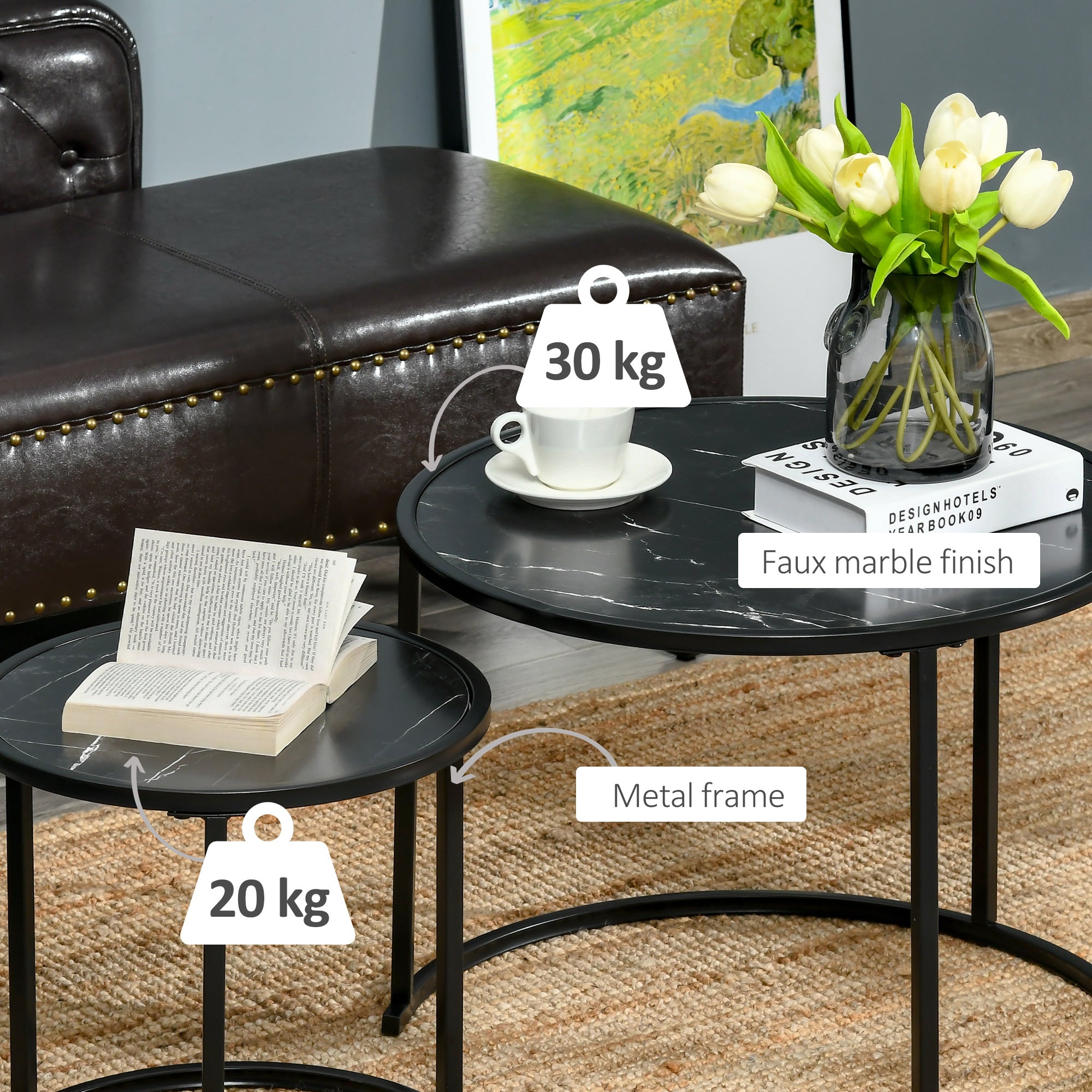 HOMCOM Nesting Tables, 23.6