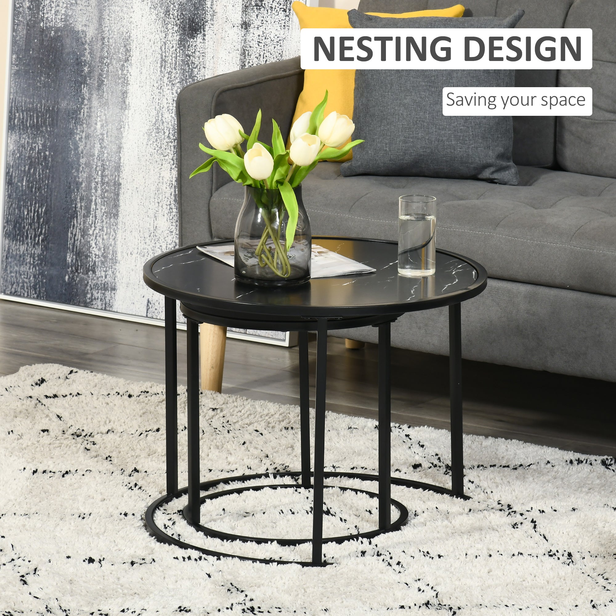 HOMCOM Nesting Tables, 23.6