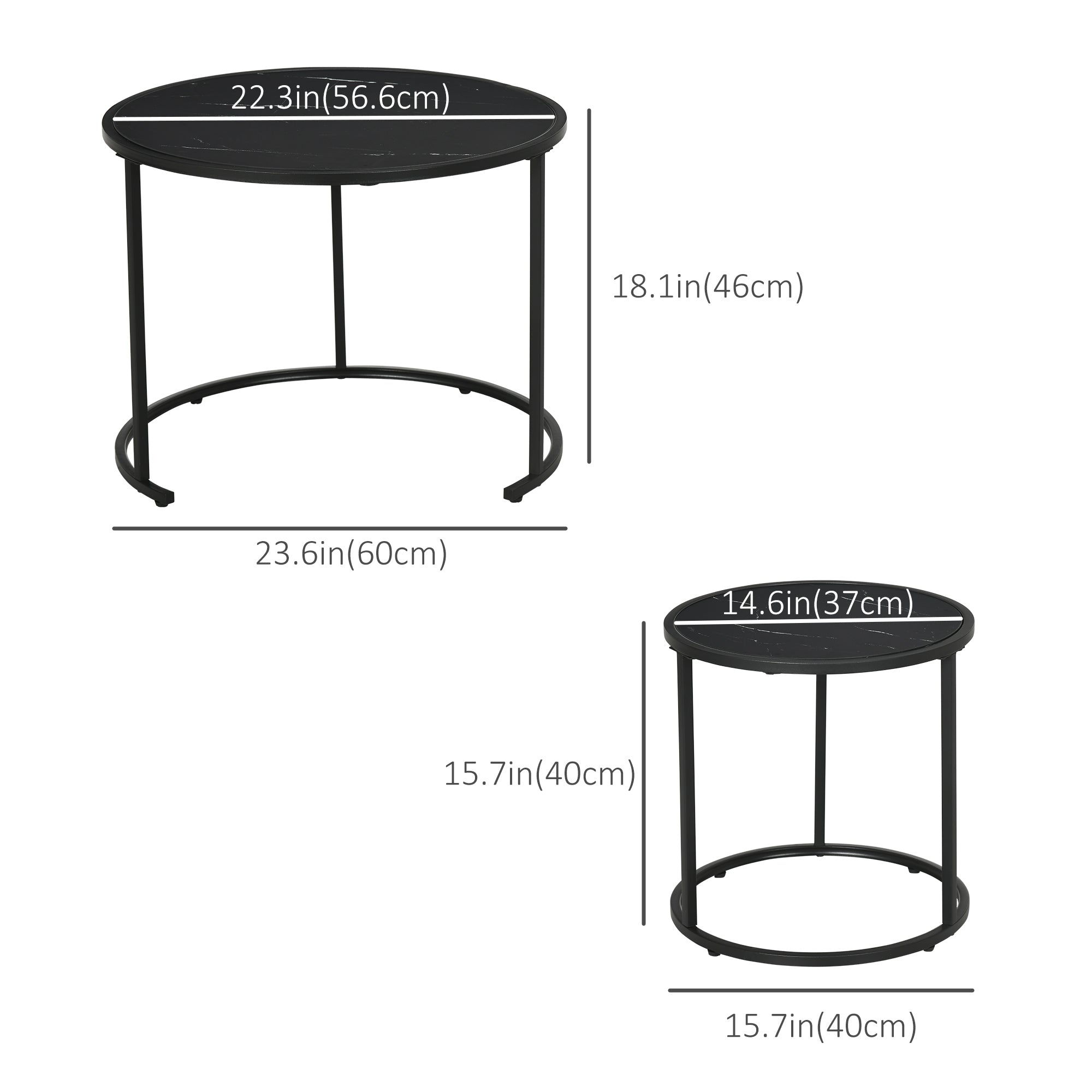 HOMCOM Nesting Tables, 23.6