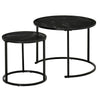 HOMCOM Nesting Tables, 23.6" Round Coffee Table Set of 2, Modern Side Tables for Living Room with Metal Base, Faux Marbled Black